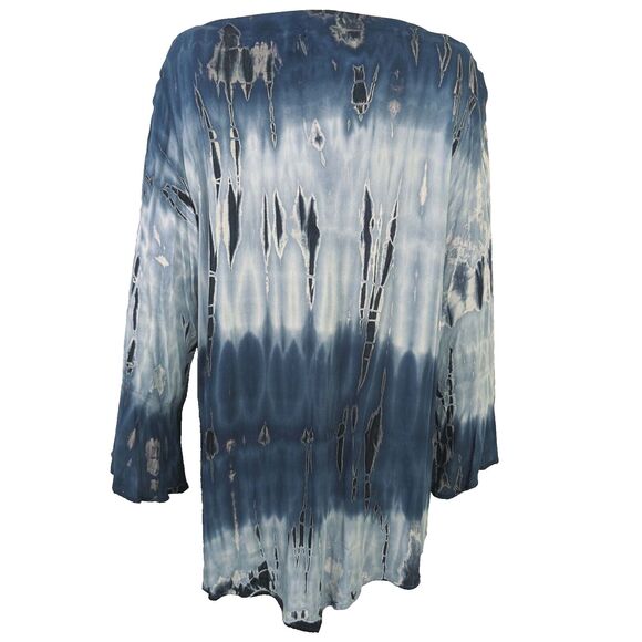 CB Established 1962 Women's 1X Blue Tie Dyed Rayon Pullover Tunic Top - Picture 4 of 7